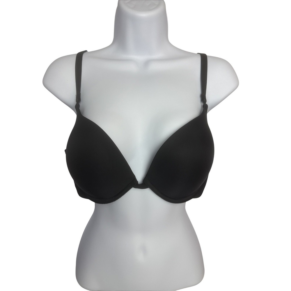 Victoria's Secret Push‎ Up Pigeonnant Bra 38 C Black Minimalist Sexy Basic